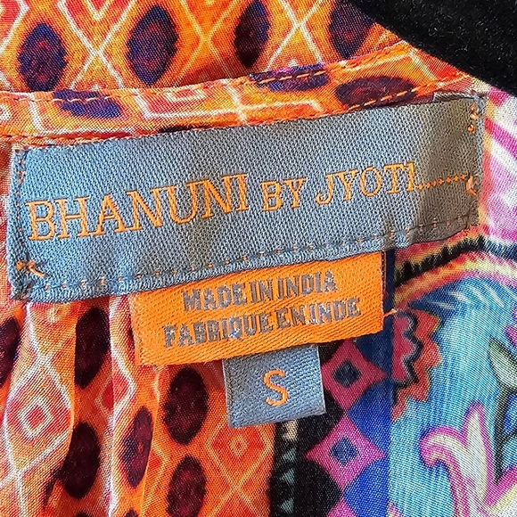 Bhanuni by Jyoti x Anthropologie Emilia Beaded Peasant Blouse, Pink & Orange, S - Picture 14 of 14
